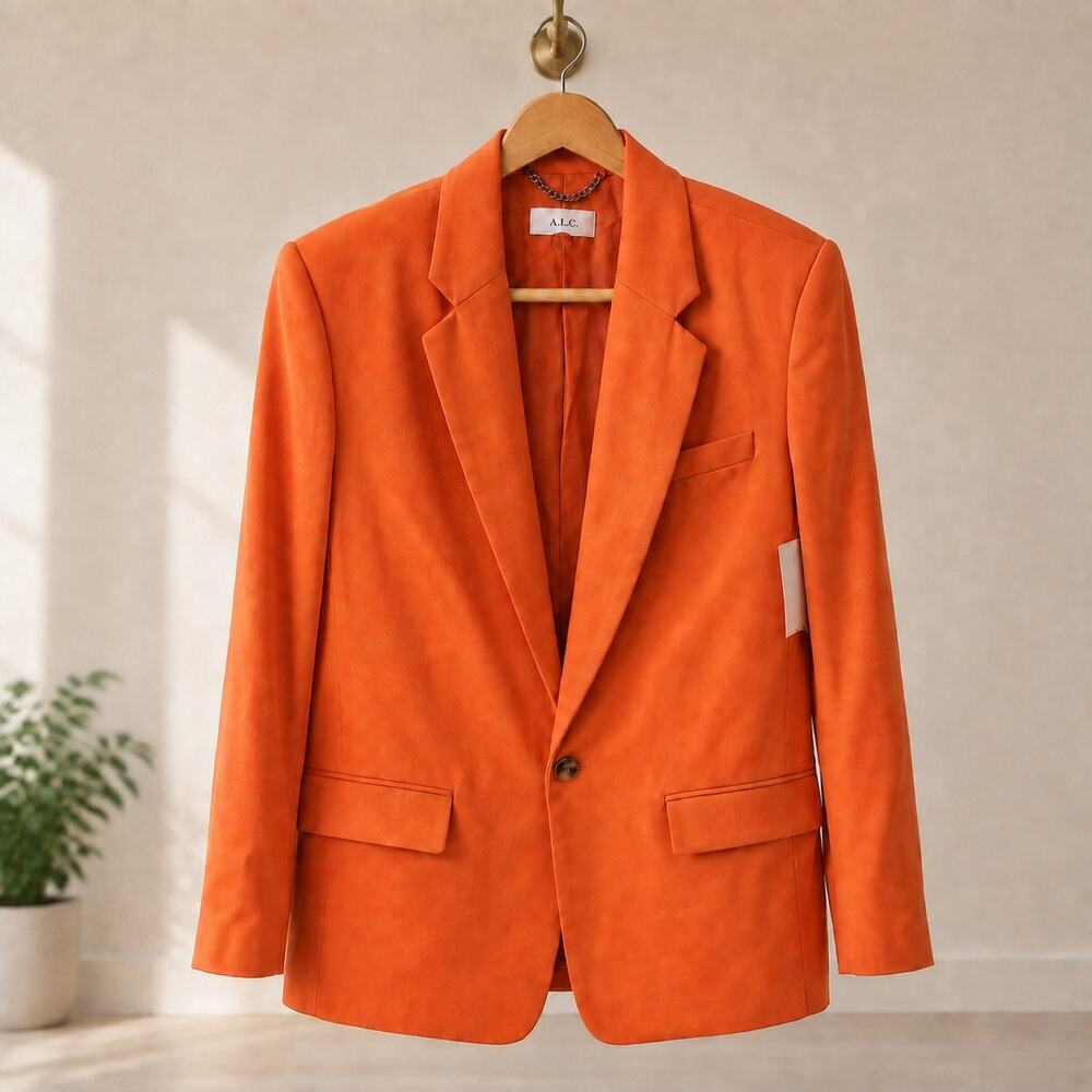 A.L.C Women's Bright Orange Tailored Single Button Blazer NWOT Size 6
